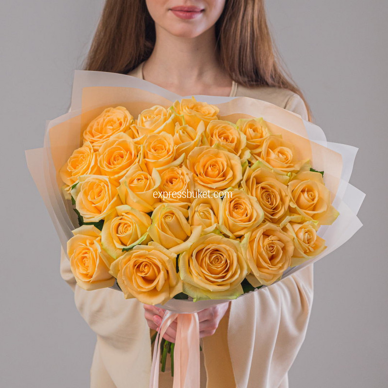 Букет роз Пич Аваланж 25 шт