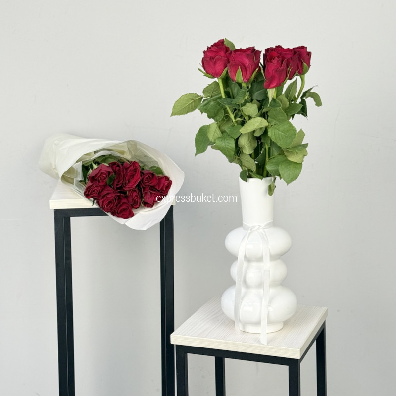 Роза 40см красная, 10 шт