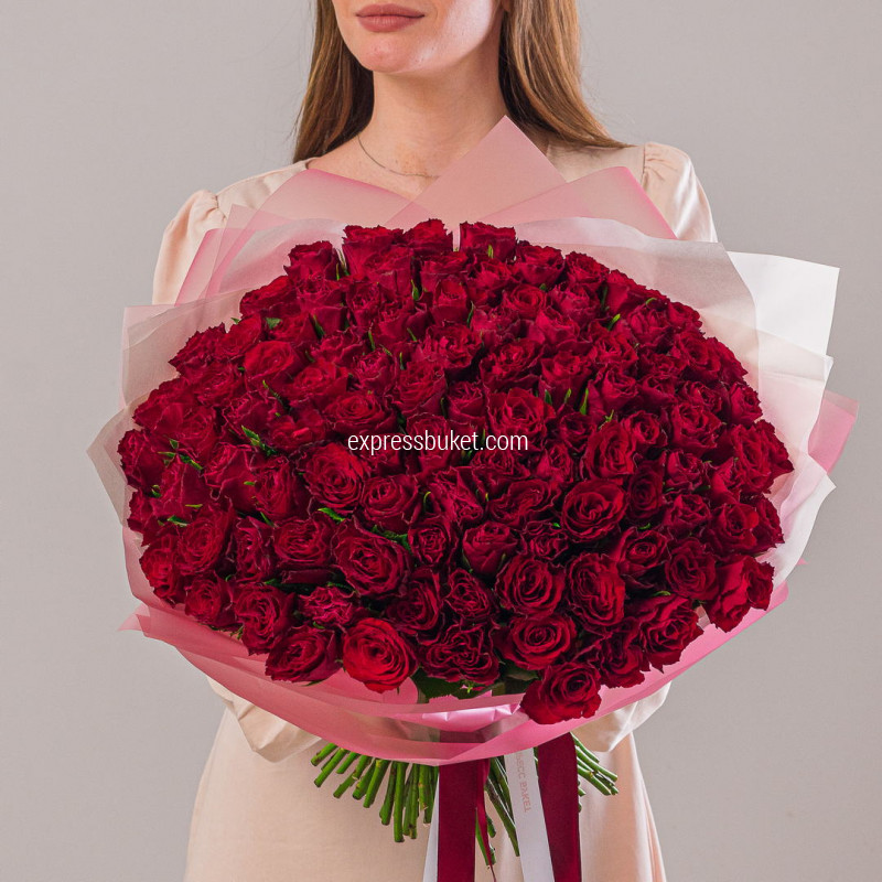 101 красная фирменная роза