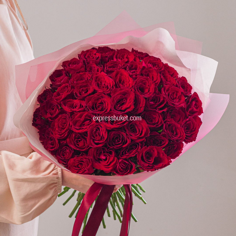 51 красная фирменная роза