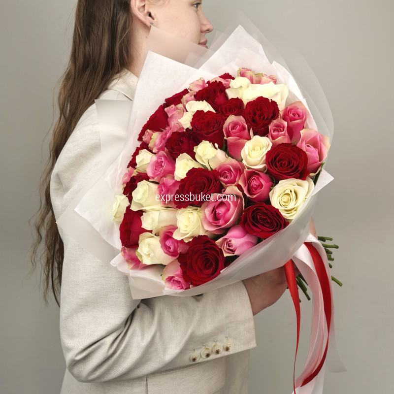 Букет 51 роза микс