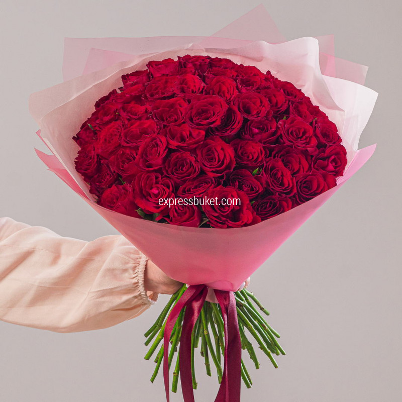 51 красная фирменная роза