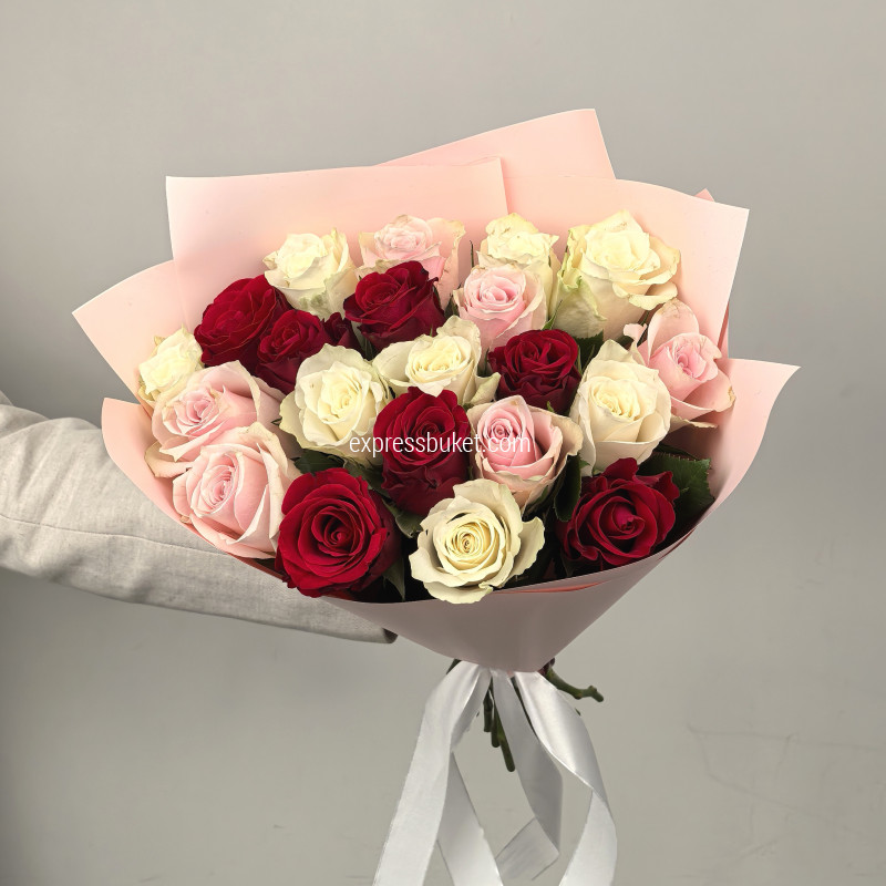 Букет 21 роза микс